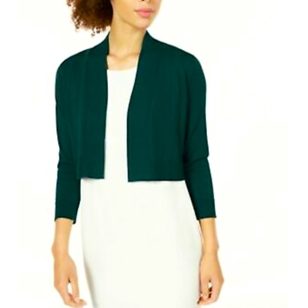 Calvin Klein 3/4 Sleeve Shrug Cardigan in Green